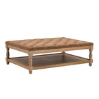 Knaresborough Button Back Coffee Table Pouffe - Chenille Tan - DUSK
