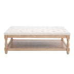Knaresborough Button Back Coffee Table Pouffe - Cream Linen - DUSK