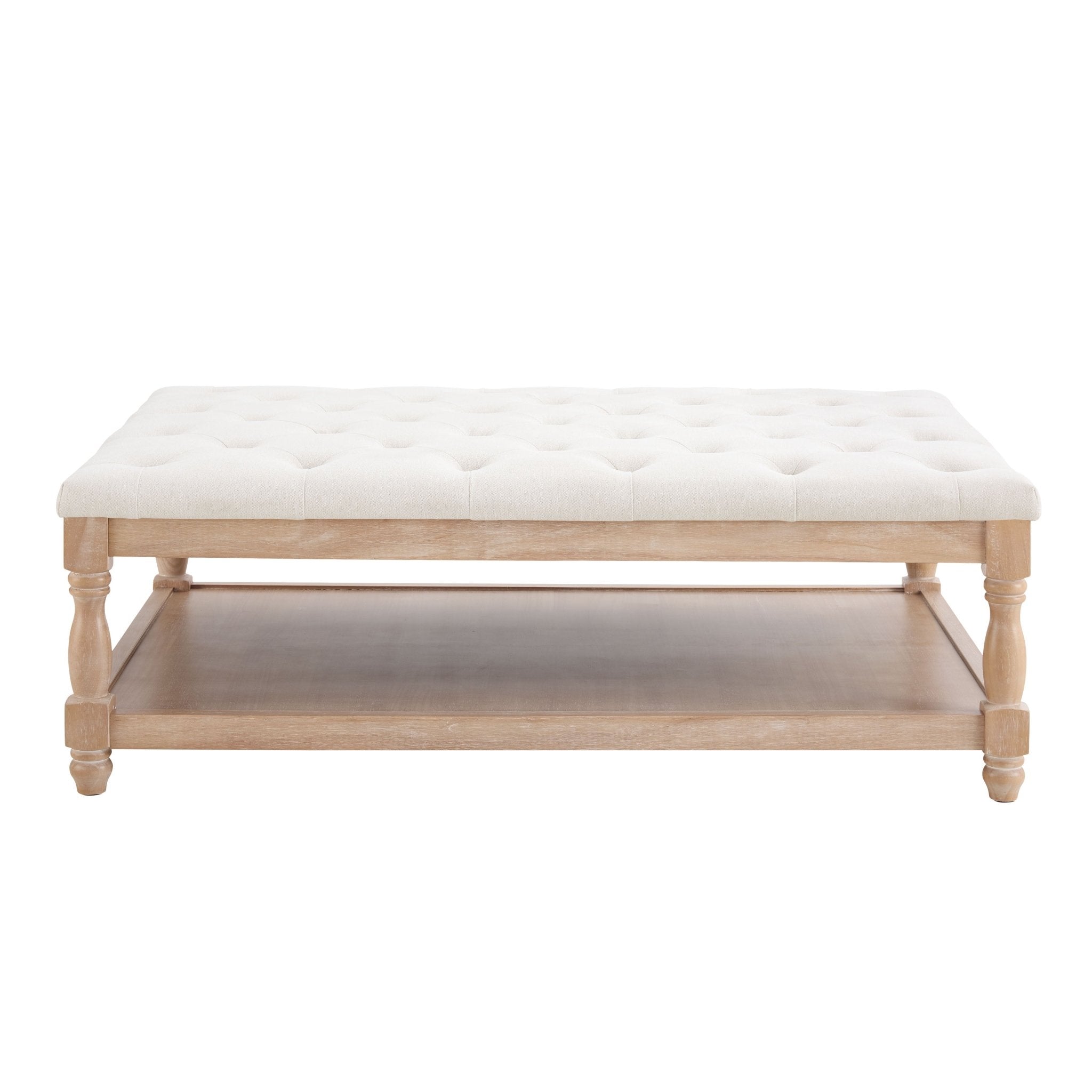 Knaresborough Button Back Coffee Table Pouffe - Cream Linen - DUSK