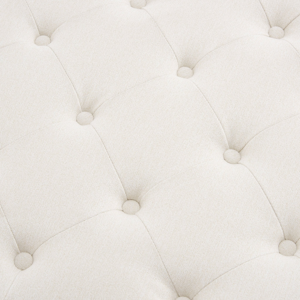 Knaresborough Button Back Coffee Table Pouffe - Cream Linen - DUSK