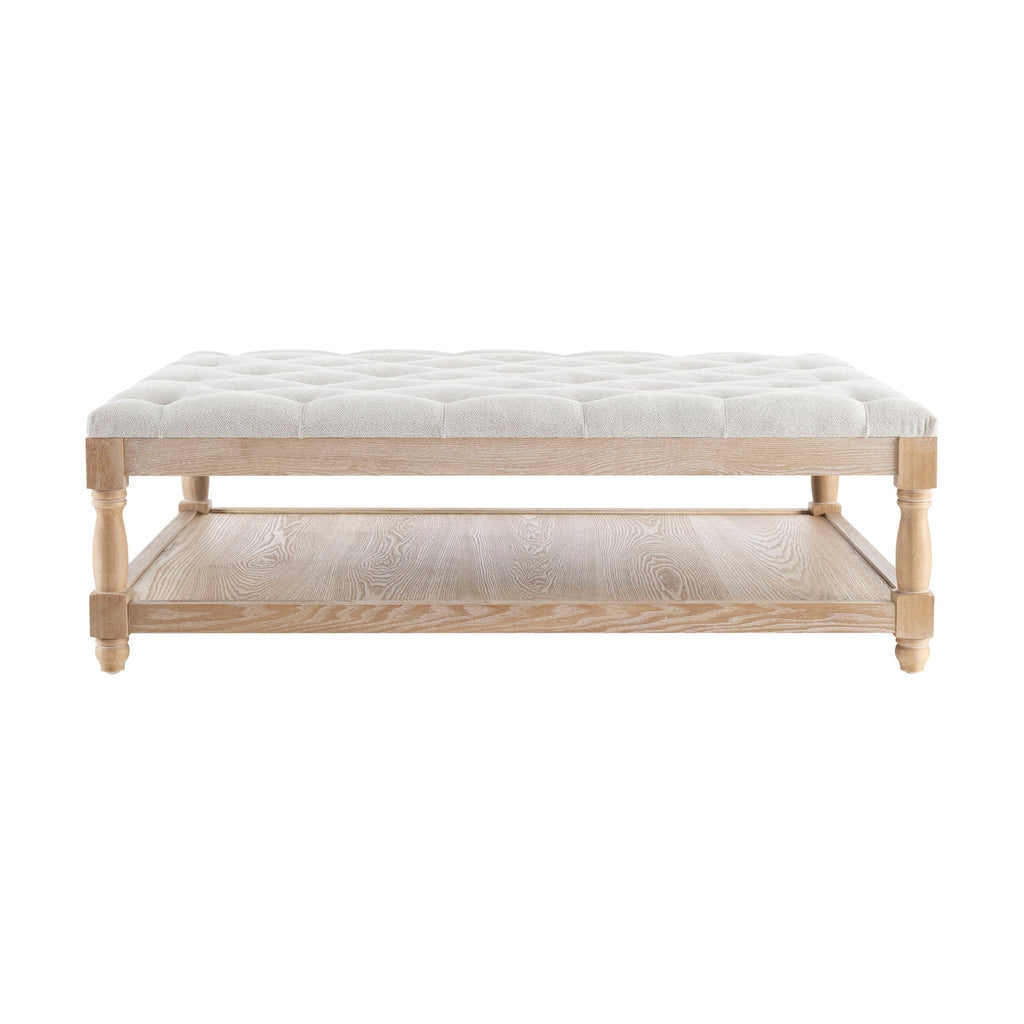 Knaresborough Button Back Coffee Table Pouffe - Light Beige - DUSK