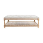 Knaresborough Button Back Coffee Table Pouffe - Light Beige - DUSK