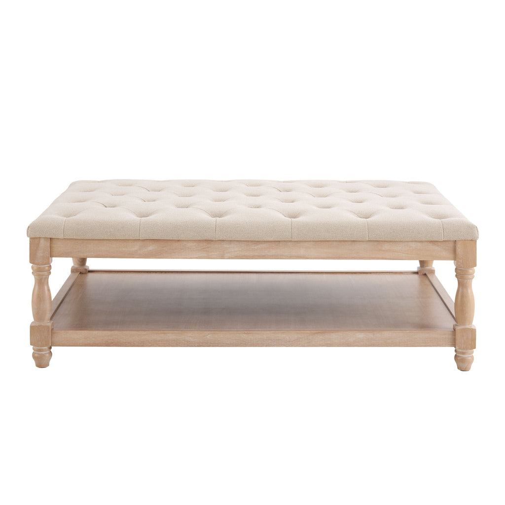 Knaresborough Button Back Coffee Table Pouffe - Oatmeal - DUSK