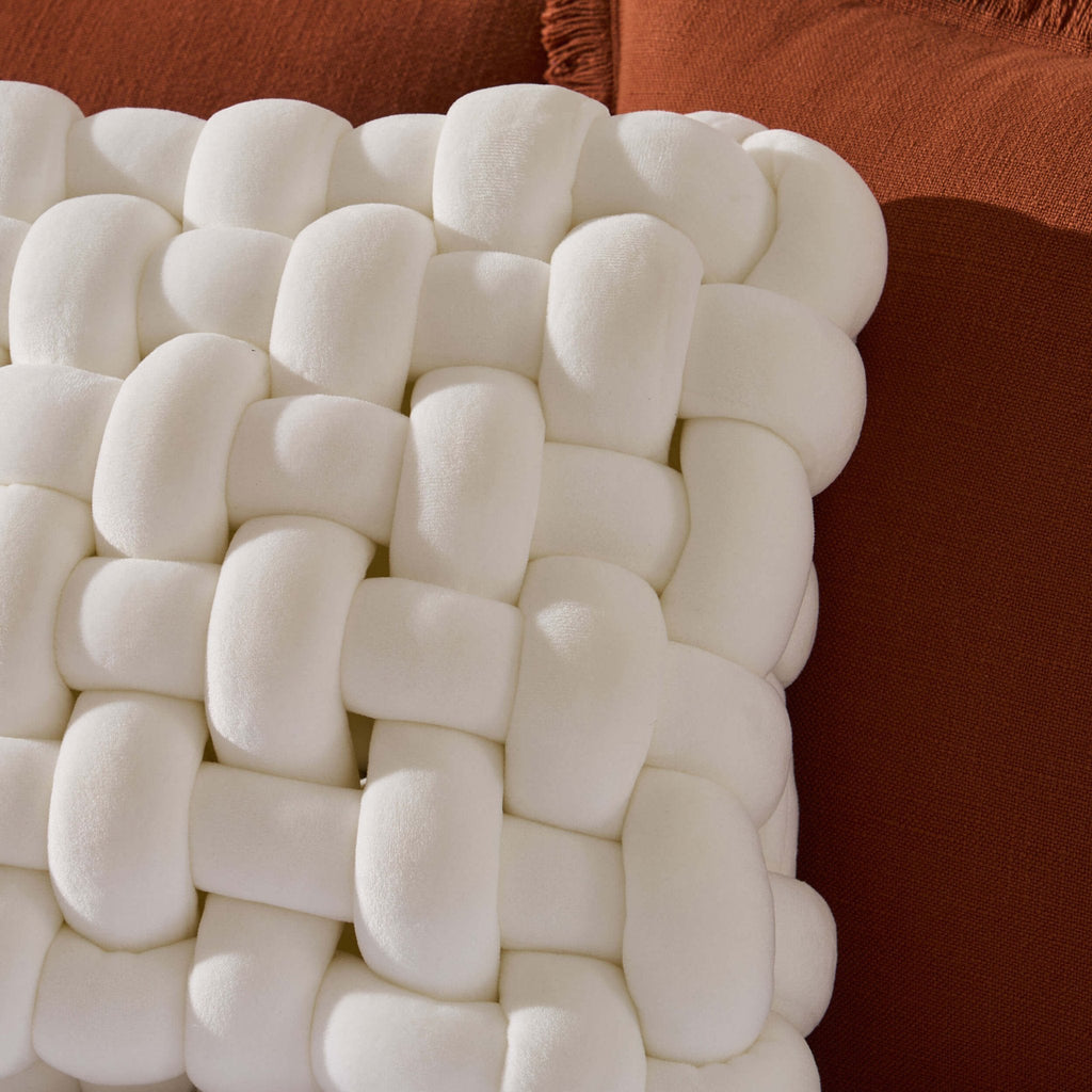 Knot Square Cushion - White - DUSK