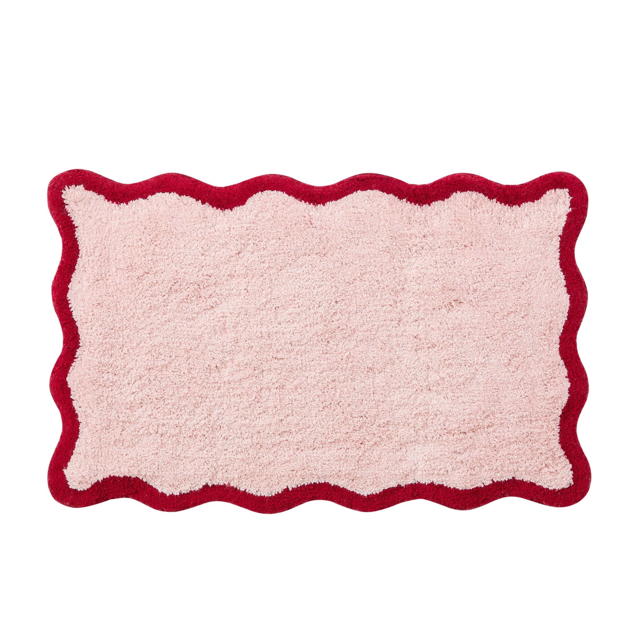 Kos Scalloped Bath Mat - Pink/Red - DUSK