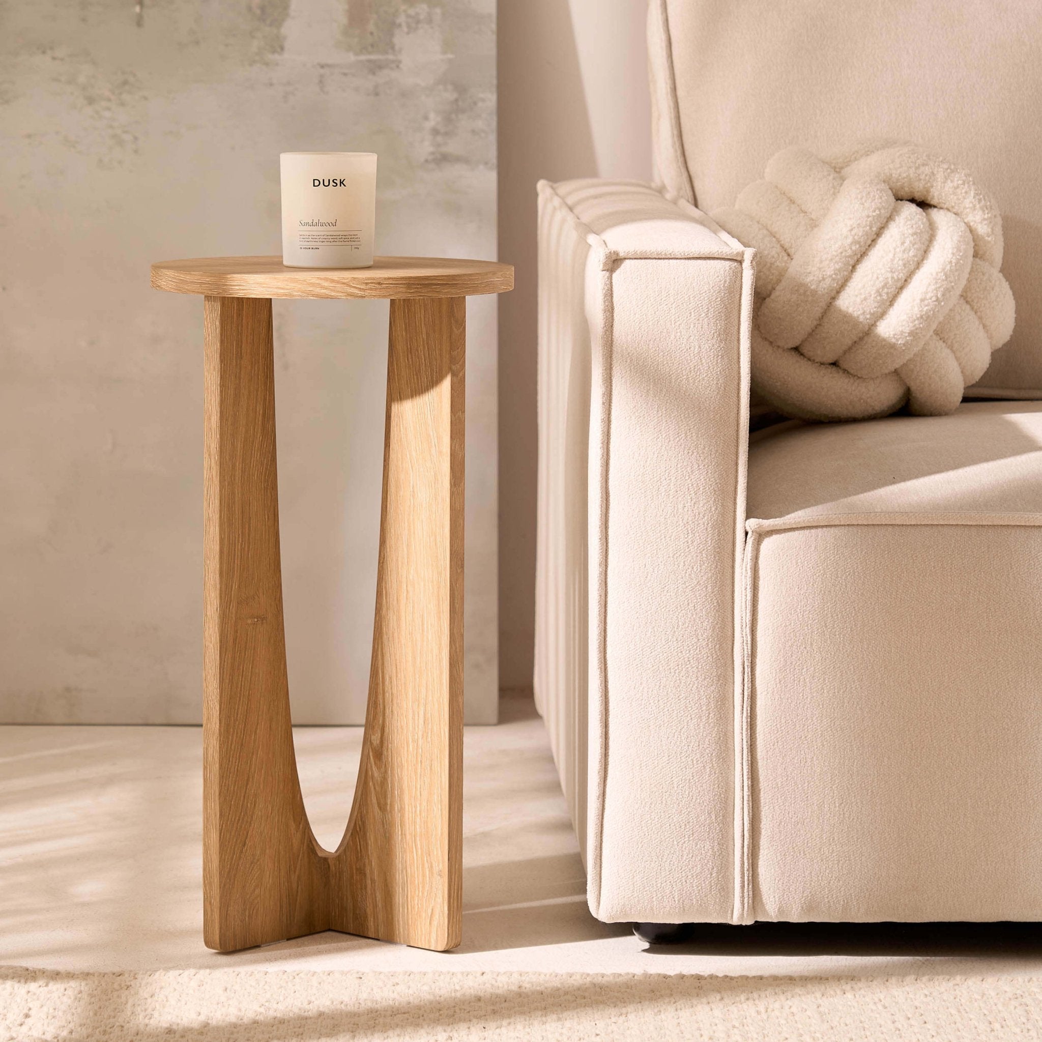Lana Round Side Table - Light Wood - DUSK