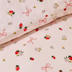 Layla 100% Cotton Strawberry Duvet Cover & Pillowcase set - Pink - DUSK