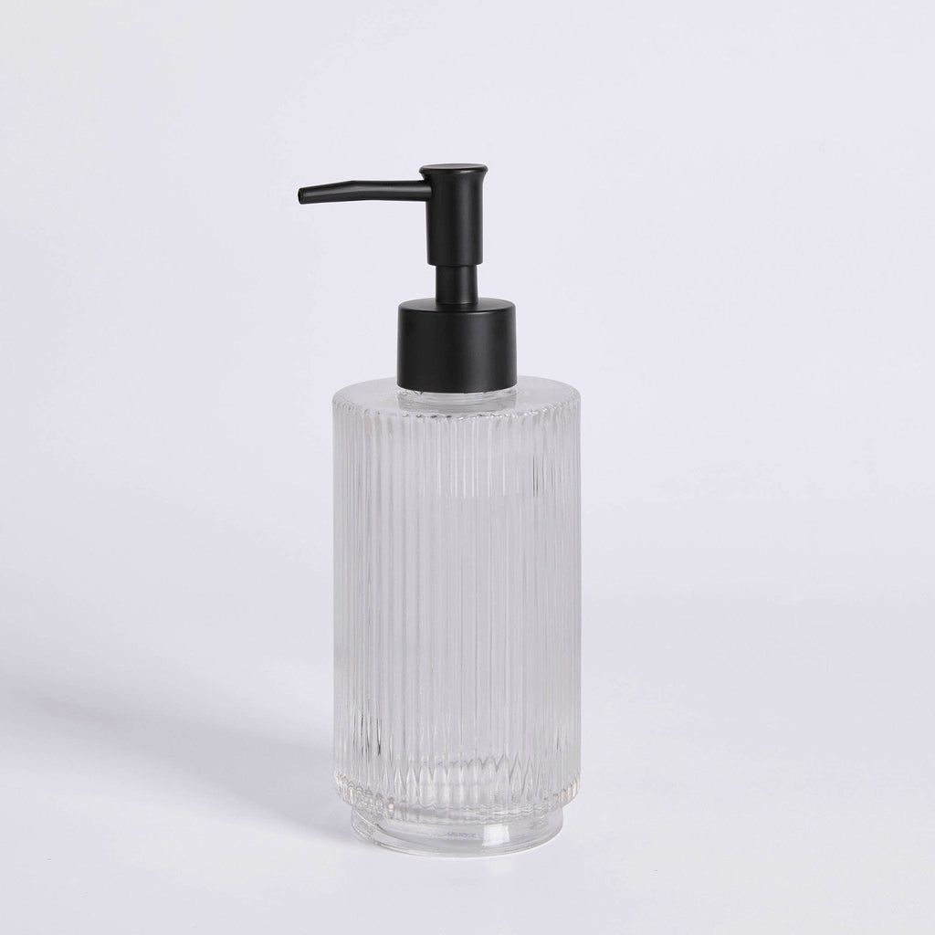 Lena Ribbed Glass Soap Dispenser - Clear - DUSK