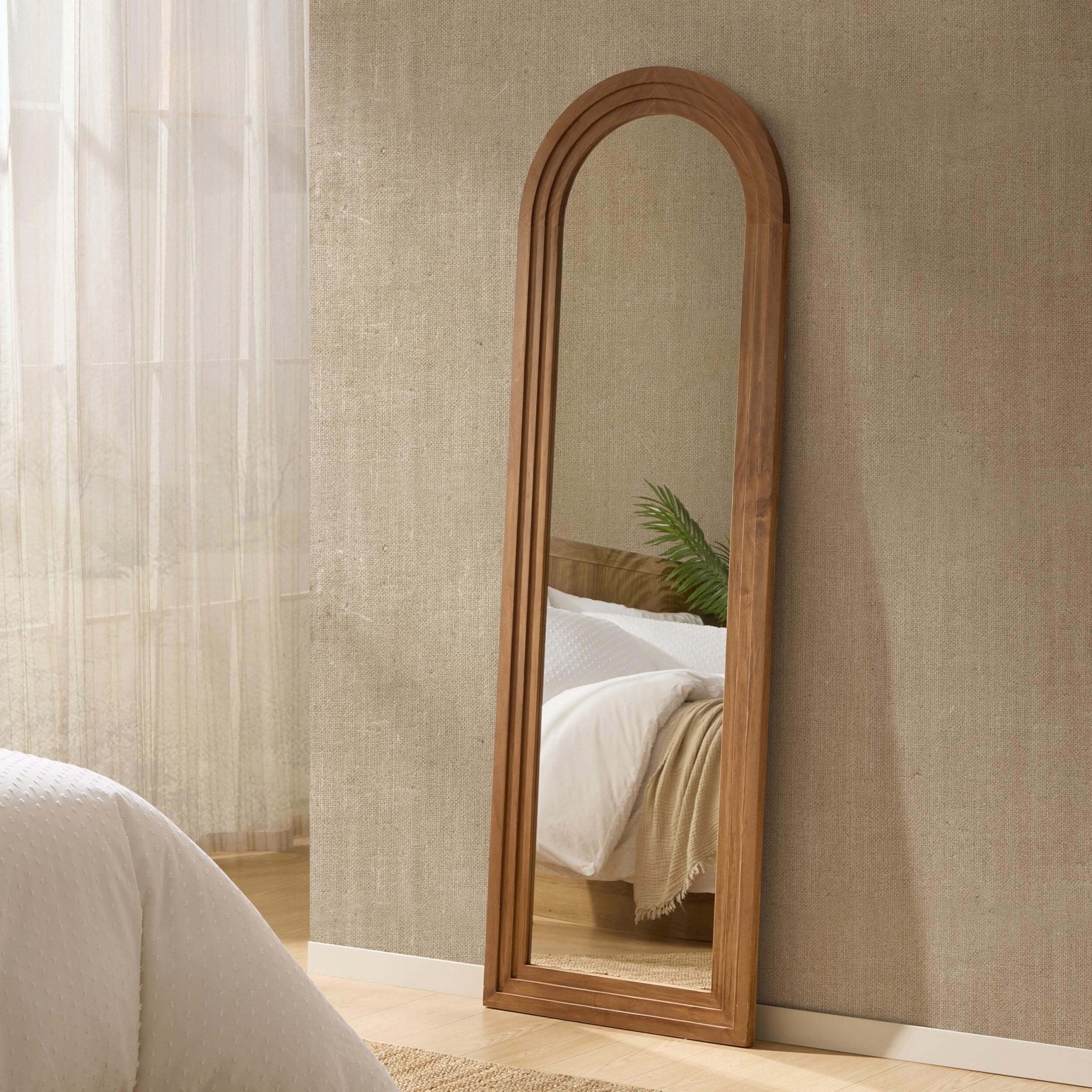 Lennon Arched Full Length Mirror - Light Wood - DUSK