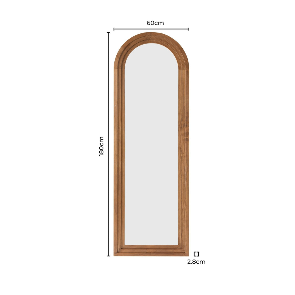 Lennon Arched Full Length Mirror - Light Wood - DUSK