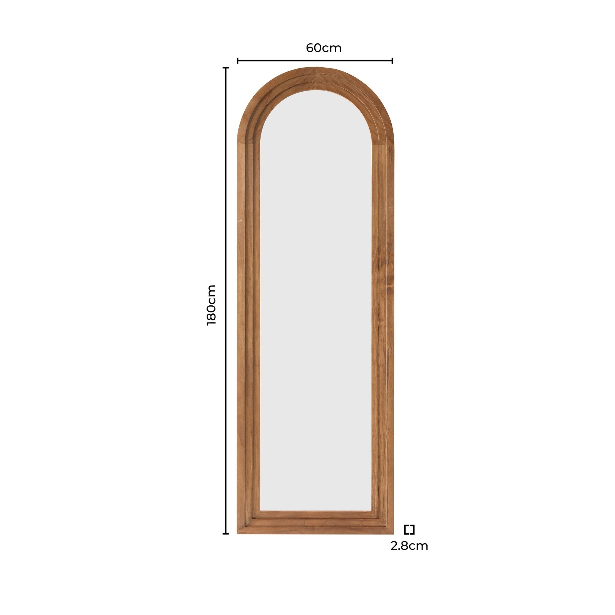 Lennon Arched Full Length Mirror - Light Wood - DUSK