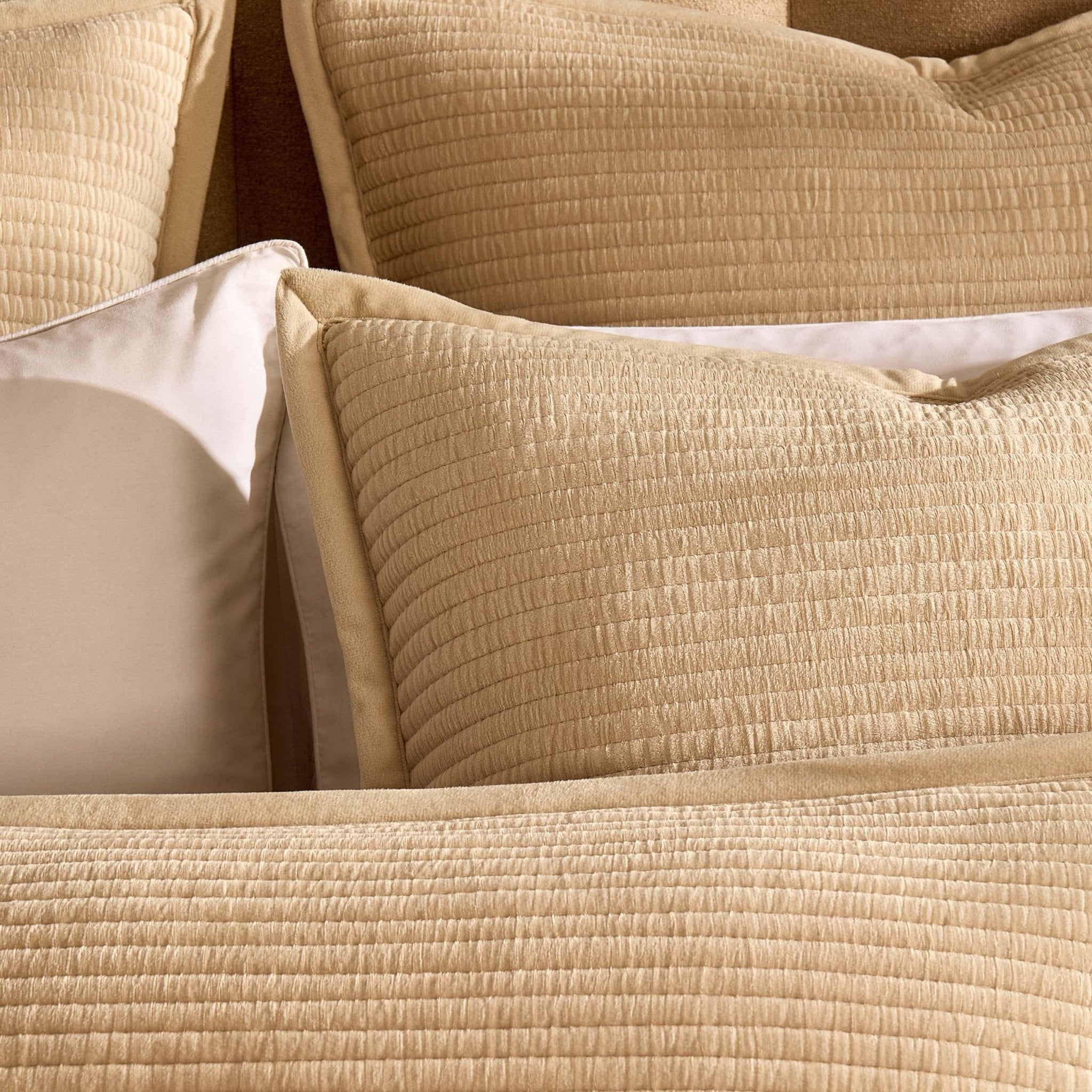 Leona Luxury Quilted Velvet Cushion Cover - Champagne - DUSK