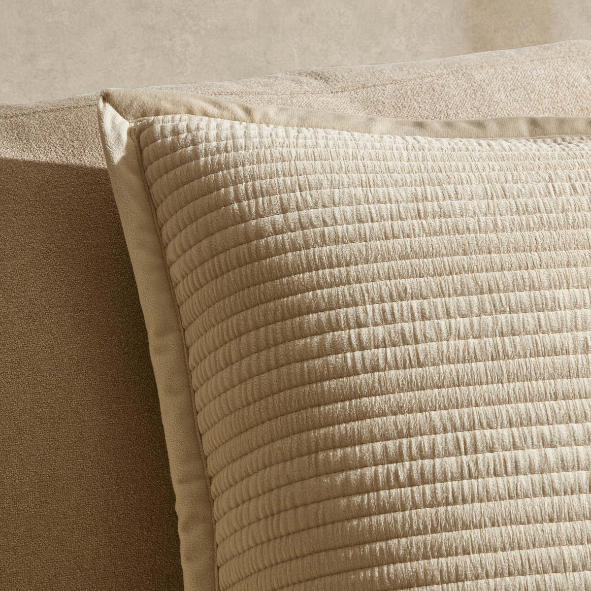 Leona Luxury Quilted Velvet Sofa Cushion Cover - Champagne - DUSK