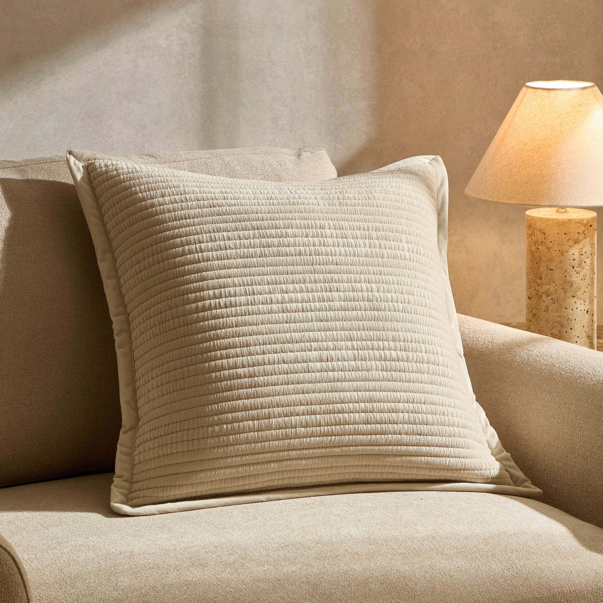 Leona Luxury Quilted Velvet Sofa Cushion Cover - Champagne - DUSK