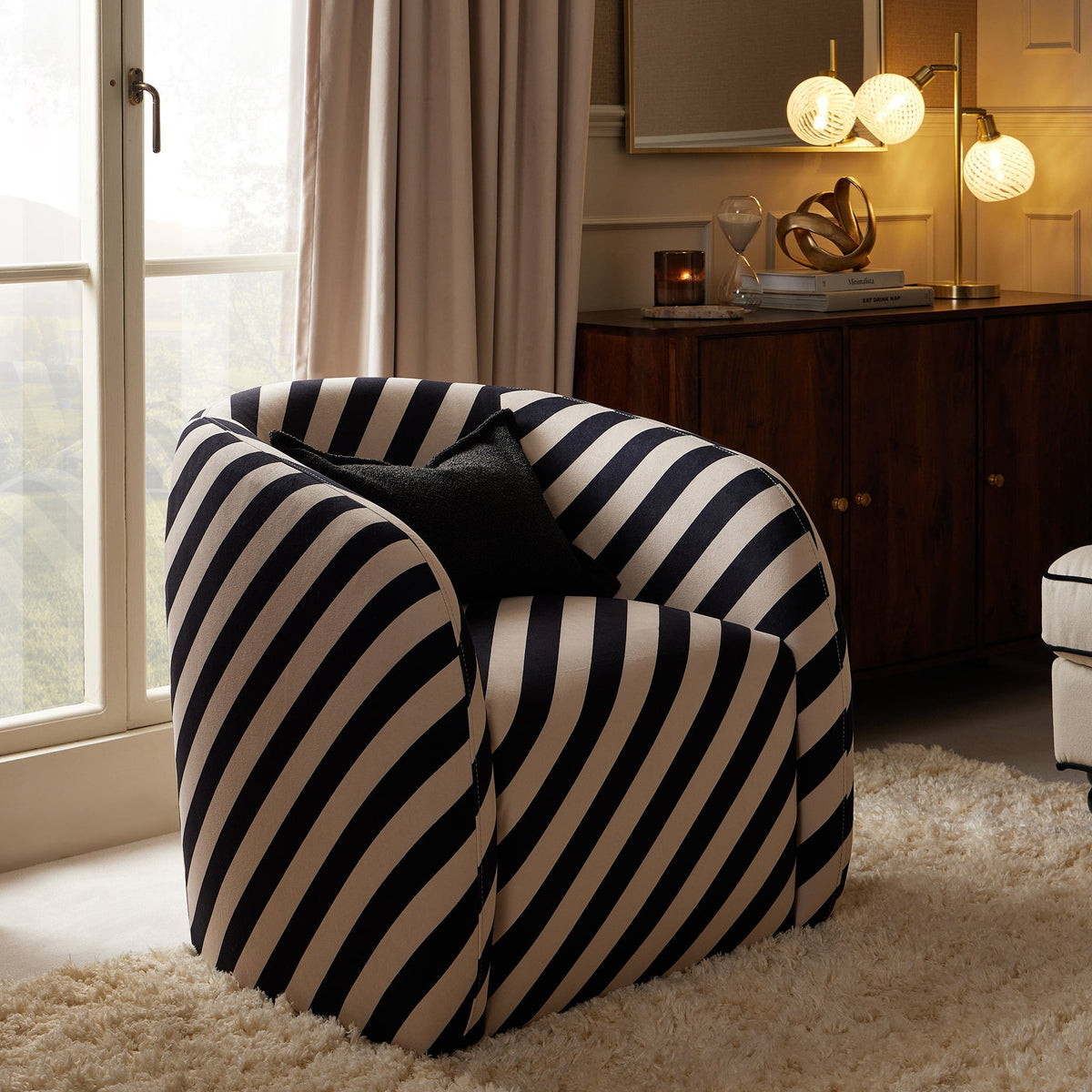 Liberty Accent Chair - Mono Stripe - DUSK