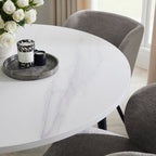 Lila Marble Effect Dining Table - White - DUSK