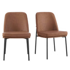 Lily Set of 2 Dining Chairs - Faux Leather - DUSK