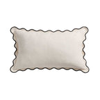 Linen Blend Scallop Edge Cushion Cover - Natural/Black - DUSK