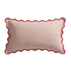 Linen Blend Scallop Edge Cushion Cover - Pink/ Red - DUSK