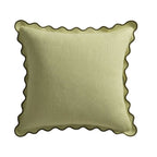 Linen Blend Scallop Edge Sofa Cushion Cover - Green - DUSK