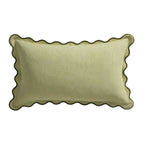 Linen Blend Scallop Edge Sofa Cushion Cover - Green - DUSK