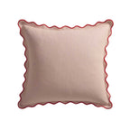Linen Blend Scallop Edge Sofa Cushion Cover - Pink/ Red - DUSK