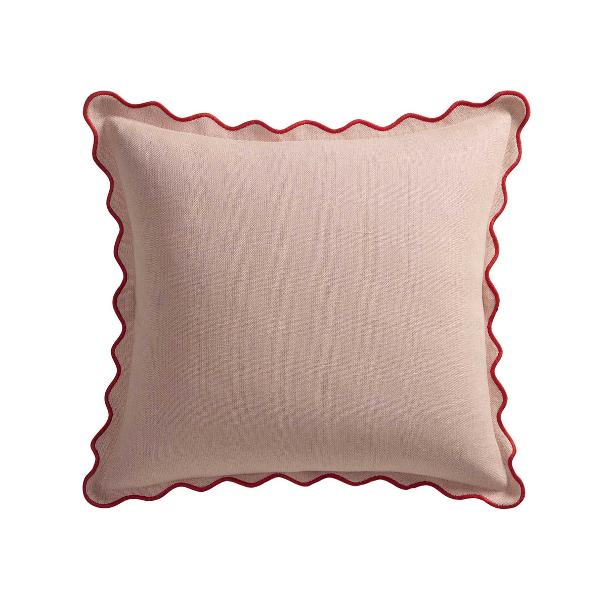 Linen Blend Scallop Edge Sofa Cushion Cover - Pink/ Red - DUSK