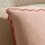 Linen Blend Scallop Edge Sofa Cushion Cover - Pink/ Red - DUSK