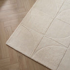 Liv Hand Woven Wool Half Circle Design Rug - Off White - DUSK