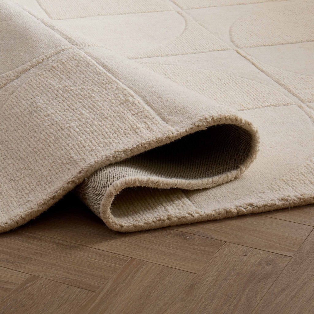 Liv Hand Woven Wool Half Circle Design Rug - Off White - DUSK