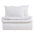 Logan 100% Cotton Waffle Stripe Duvet Cover & Pillowcase Set - White - DUSK