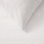 Logan 100% Cotton Waffle Stripe Duvet Cover & Pillowcase Set - White - DUSK
