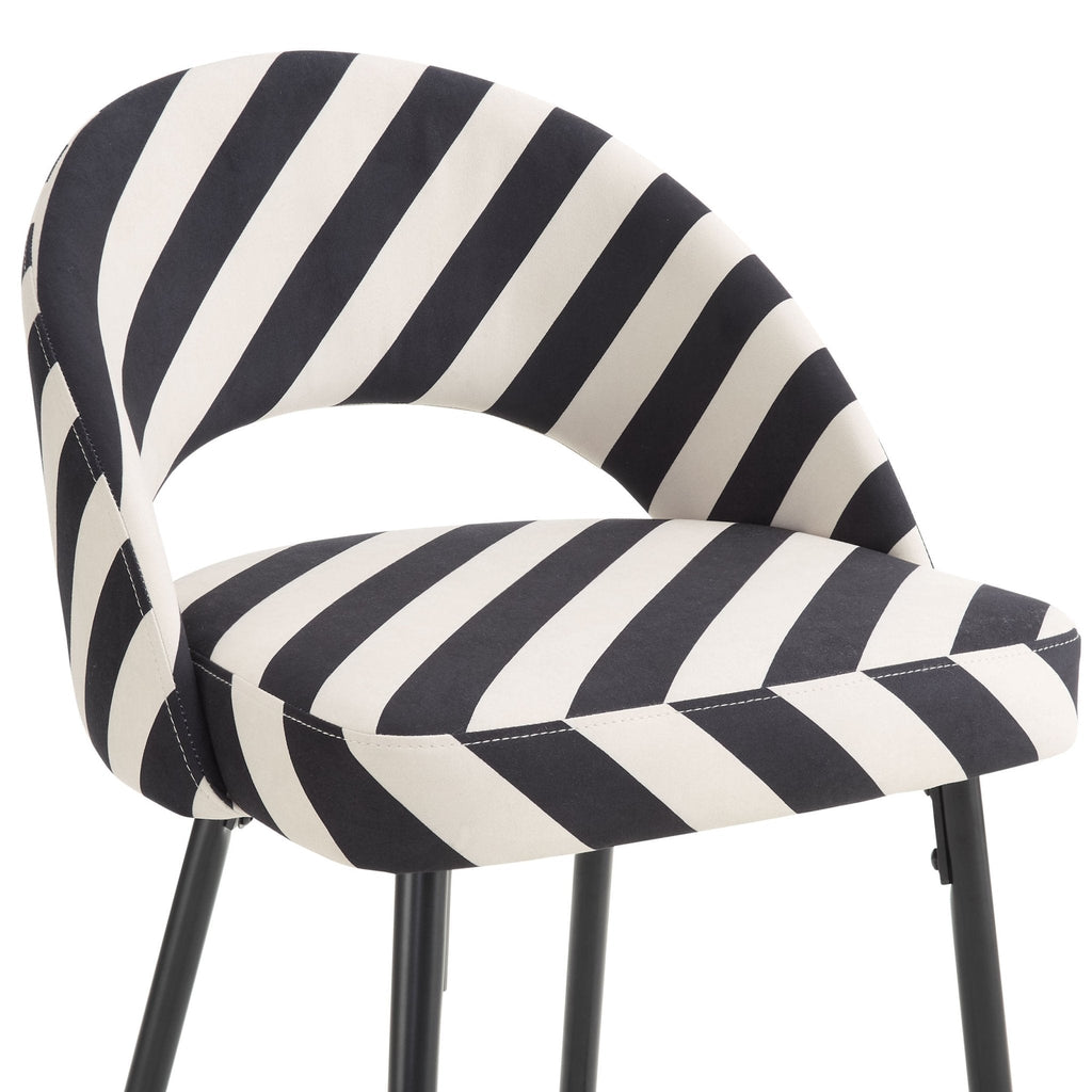 Lola Set of 2 Barstools - Mono Stripe - DUSK