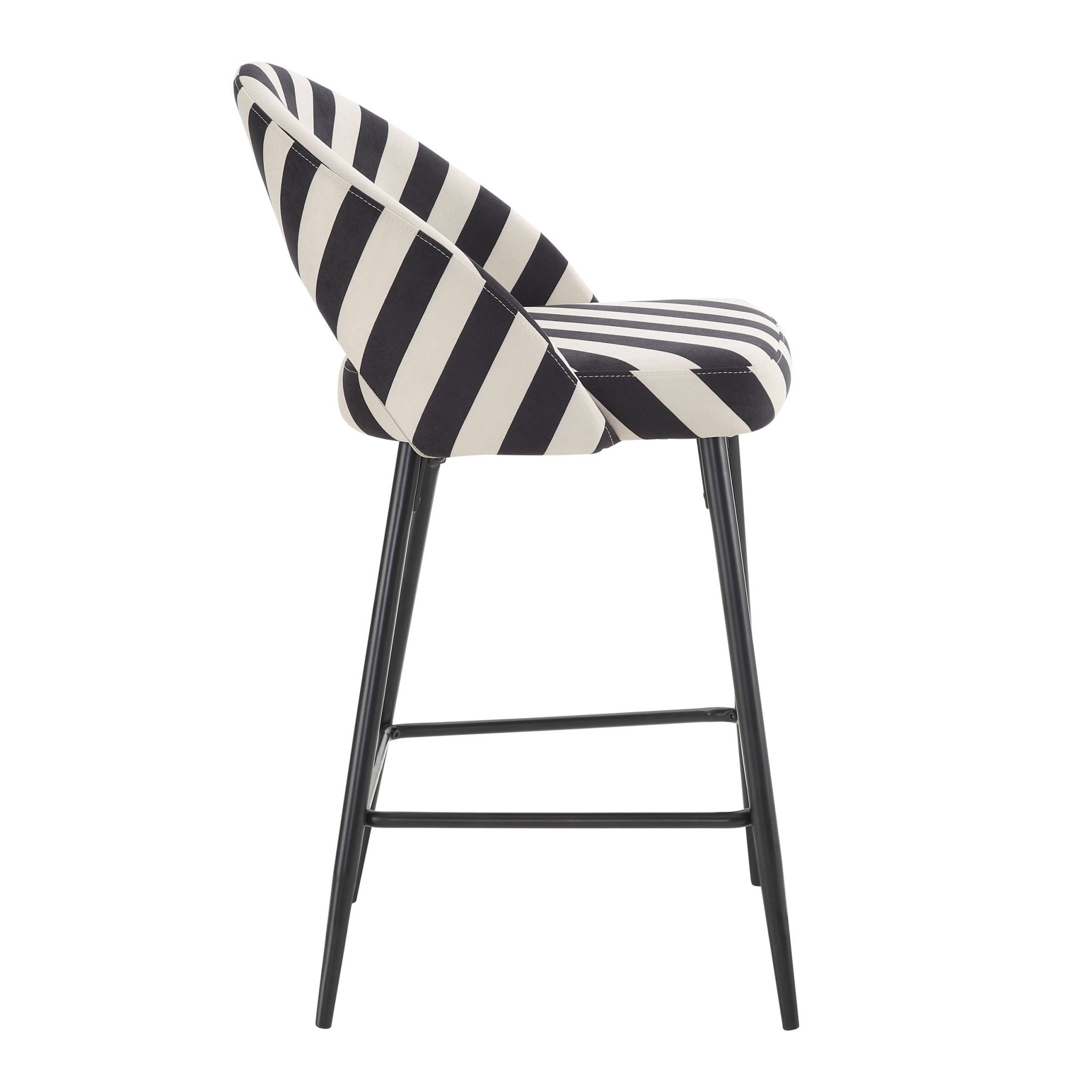 Lola Set of 2 Barstools - Mono Stripe - DUSK