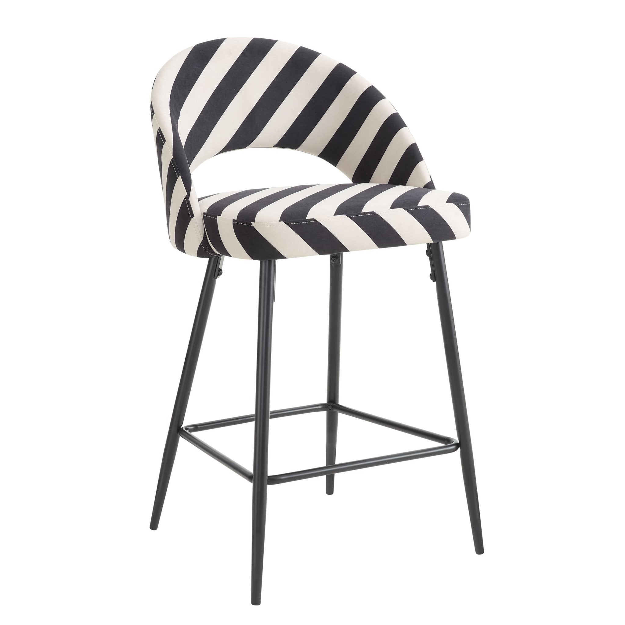 Lola Set of 2 Barstools - Mono Stripe - DUSK