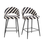 Lola Set of 2 Barstools - Mono Stripe - DUSK