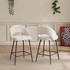 Lola Set of 2 Barstools - Teddy Fabric - DUSK