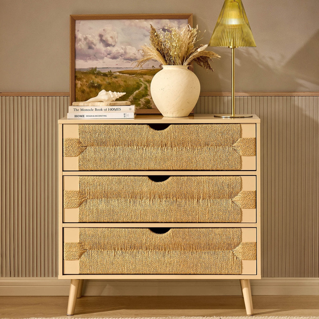 Lottie Woven 3 Drawer Chest - Sand - DUSK