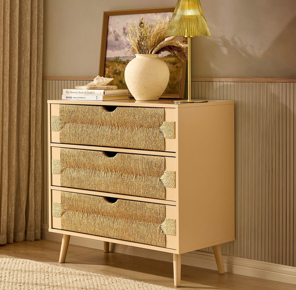 Lottie Woven 3 Drawer Chest - Sand - DUSK