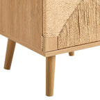Lottie Woven Bedside Table with Door - Light Wood - DUSK
