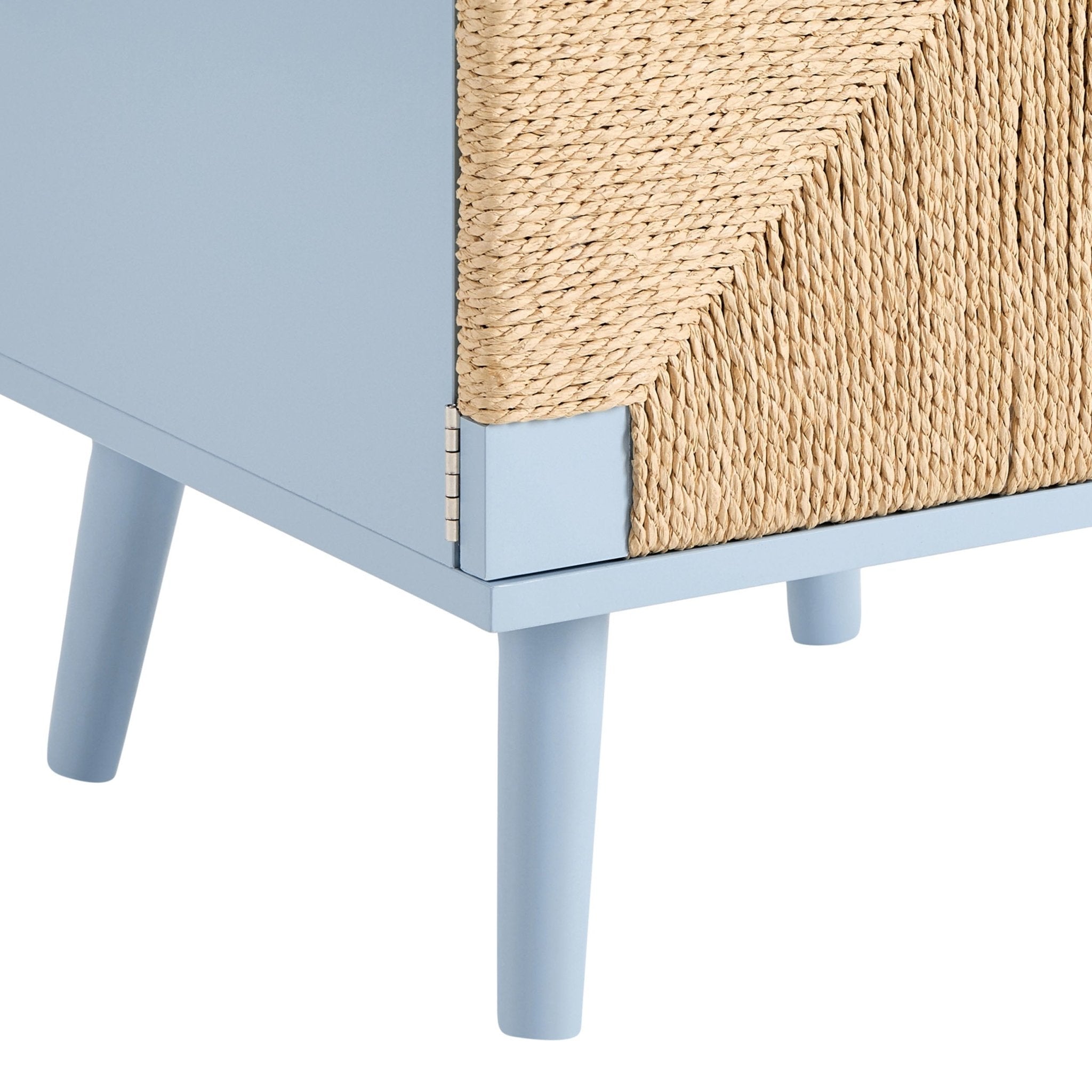 Lottie Woven Bedside Table with Door - Sky Blue - DUSK