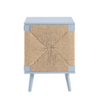 Lottie Woven Bedside Table with Door - Sky Blue - DUSK