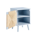 Lottie Woven Bedside Table with Door - Sky Blue - DUSK