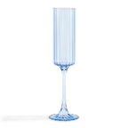 Lucinda Scalloped Edge Contrast Stem Glass Flutes - Set of 4 - Blue - DUSK