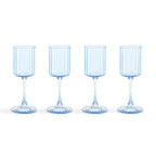 Lucinda Scalloped Edge Contrast Stem Wine Glasses - Set of 4 - Blue - DUSK