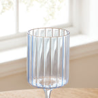 Lucinda Scalloped Edge Contrast Stem Wine Glasses - Set of 4 - Blue - DUSK