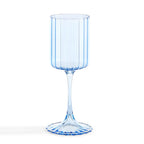 Lucinda Scalloped Edge Contrast Stem Wine Glasses - Set of 4 - Blue - DUSK