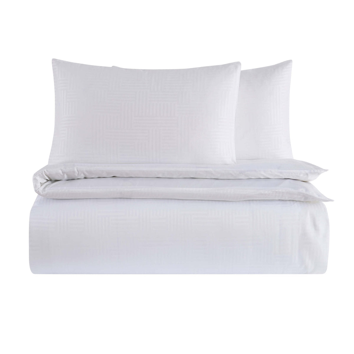 Lyla Lyocell Blend Geo Jacquard 300 Thread Count Duvet Cover & Pillowcase Set - White - DUSK