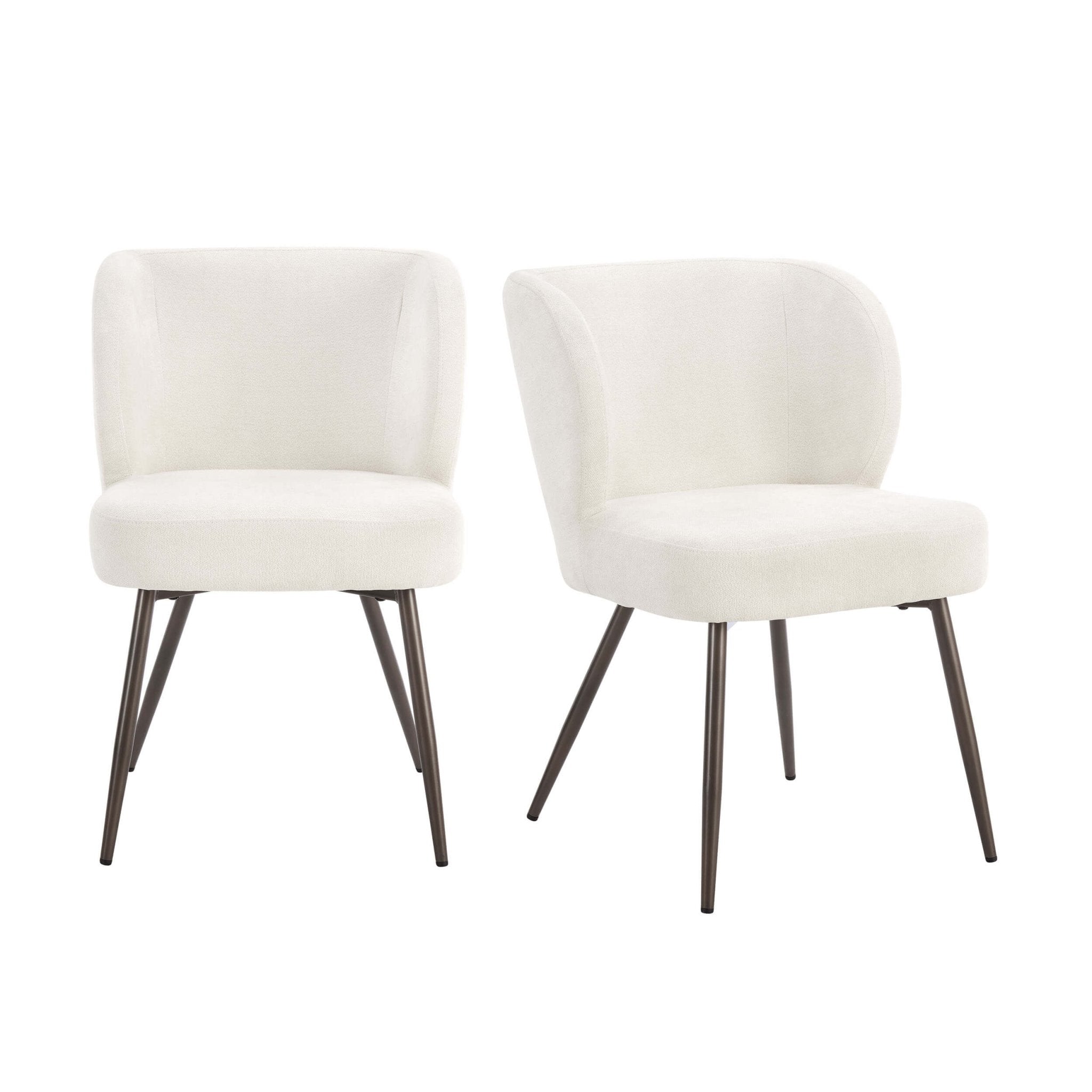 Mabel Set of 2 Dining Chairs - Ivory Chenille - DUSK