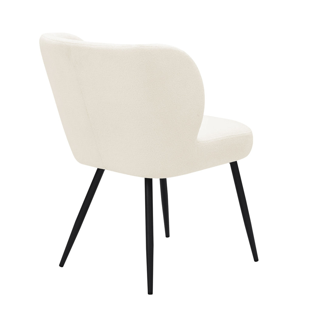 Mabel Set of 2 Dining Chairs - Linen Look - Teddy White - DUSK